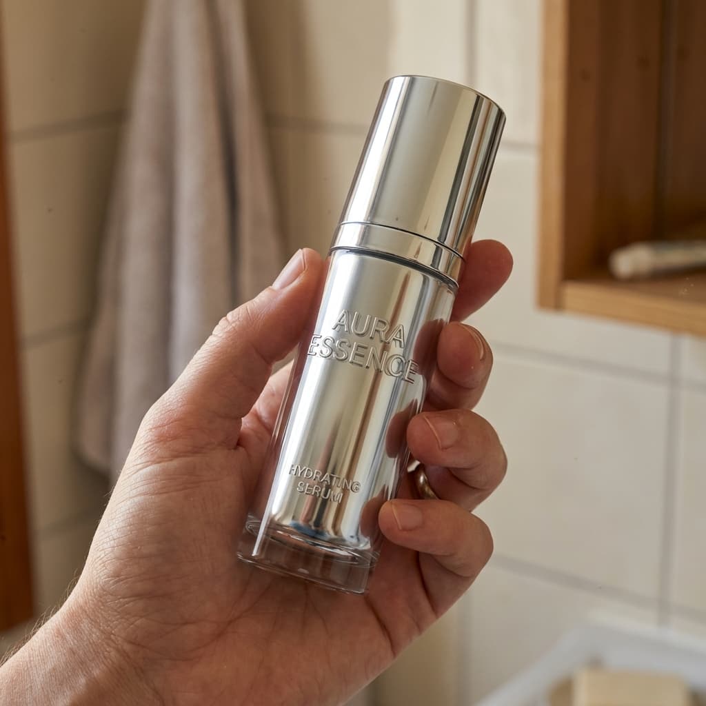 Hybrid ad creative combining UGC hand holding a polished 3D render product